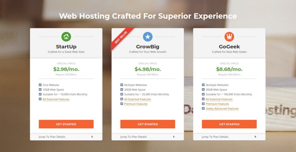 Siteground Hosting plans